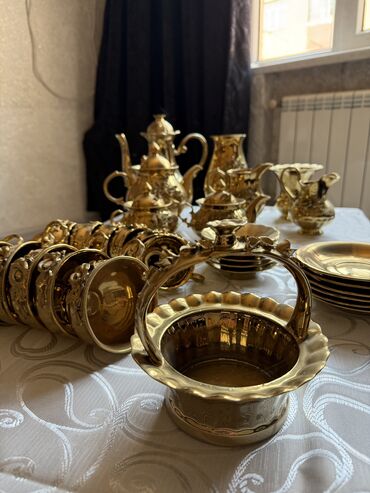 Nahar dəstləri və servizlər: Nahar dəsti, rəng - Qızılı, Farfor, 11 nəfərlik, Çexiya — 8