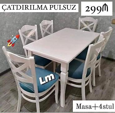 piknik stul: Mətbəx üçün, Yeni, Açılmayan, Dördbucaq masa, 4 stul — 1