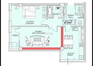 авто обмен на квартиру: 2 комнаты, 69 м², Вефа ТЦ 5 этаж — 2