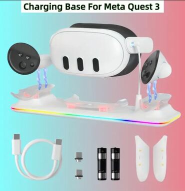 PS2 & PS1 (Sony PlayStation 2 & 1): Meta quest 3/3s üçün şarj stansiyası, Quest 3 VR başlığı və