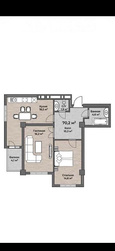 Продажа квартир: 2 комнаты, 69 м², Элитка, 11 этаж, Готовая ПСО (под самоотделку) — 1