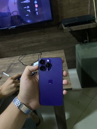 i̇phon x: IPhone 14 Pro, 64 GB, Deep Purple, Face ID, Zəmanət