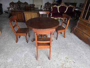 Setovi stolova i stolica: Okrugli drveni trpezarijski sto sa 4 stolice – klasični stil - — 10