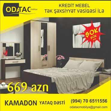 Yataq otağı dəstləri: İkinəfərlik çarpayı, Komod, Dolab, 2 tumba, Rusiya, Yeni — 2