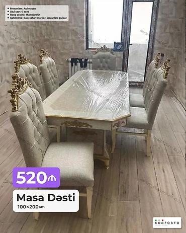 Masa Dəsti – 100×200 sm - Mexanizm: Açılmayan - Stul sayı: 6 ədəd -
