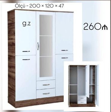 Masalar: Açılan, 4 qapılı Düz dolab, Qarderob, paltar dolabı