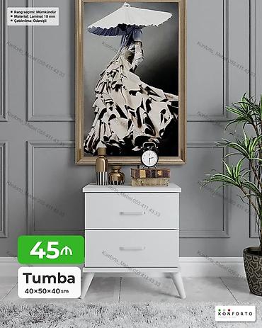 Ağ rəngli iki çekmeceli tumpa - Ölçü: 40×50×40 sm - Material: 18 mm