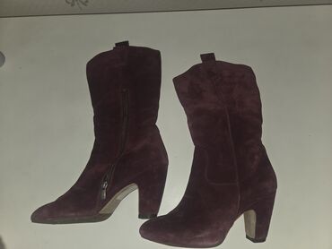 женские ботильоны со шнуровкой: Qadın üçün şık yarımçizma cütü - Material: Zəngin tünd-bordo rəngli