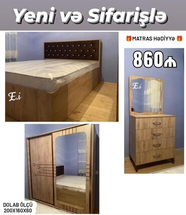 yataq mebel dəsti: *Yataq dəsti Kupe Dolabla 860Azn 💥* ✔️Rəng seçimi var *🎁Matras