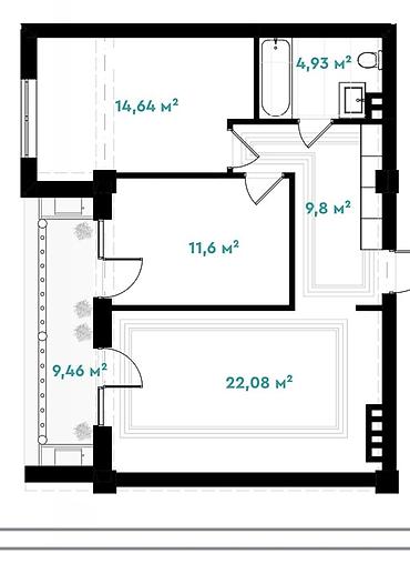 4 комн: Построен, Элитка, 2 комнаты, 72 м² — 3