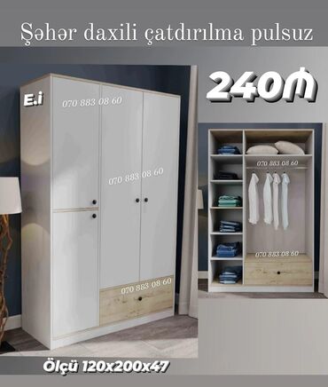 Çarpayılar: *3 qapılı dolab 240Azn💥* ✔️Rəng seçimi var *💥Təhvil qısa zamanda* ✔️