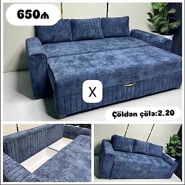 Divanlar: Mavi rəngdə transformasiya olunan divan‑kreslo - Ölçü: ümumi uzunluq — 1