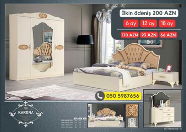 Yataq otağı dəstləri: 2 təknəfərlik çarpayı, Dolab, Termo, 2 tumba, Azərbaycan, Yeni — 11