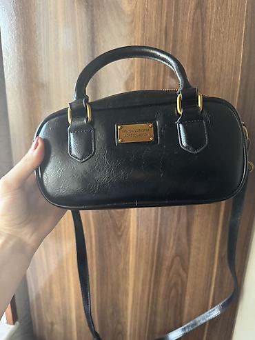 Qadın çantası – mini model, qara rəng - Material: süni dəri