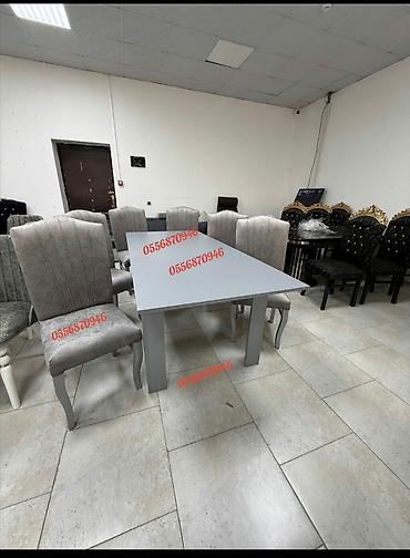 kreslo tek: Qonaq otağı üçün, Yeni, Açılmayan, Dördbucaq masa, 6 stul — 8