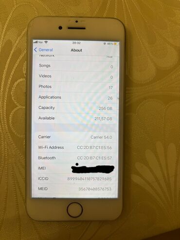 Apple iPhone: IPhone 8, 256 GB, Ağ, Barmaq izi — 8