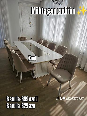 sutular: Qonaq otağı üçün, Yeni, Açılmayan, Dördbucaq masa, 6 stul — 1