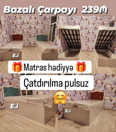 çarpayı matras: Новый, Односпальная кровать, С подъемным механизмом, С матрасом, Без выдвижных ящиков