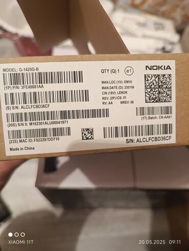 Modemlər və şəbəkə avadanlıqları: Salam Aleykum. Nokia G-1425G-B model modem satılır. Qutu