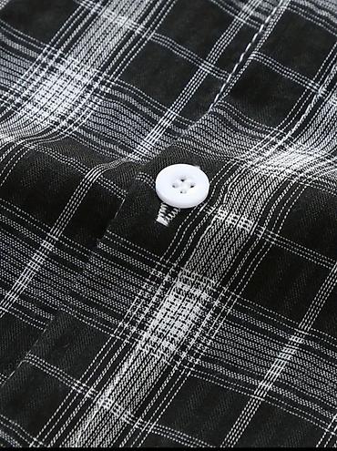 Košulje: Muška košulja s kratkim rukavima 5 XL – crno‑beli karirani dezen - — 5