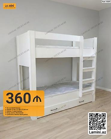 İki mərtəbəli ağ çarpayı – minimalist dizayn, uşaq və yeniyetmələr lalafo.az -da İki mərtəbəli ağ çarpayı – minimalist dizayn, uşaq və yeniyetmələr