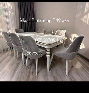 ders masa: Qonaq otağı üçün, Yeni, Açılmayan, Dördbucaq masa, 6 stul — 8