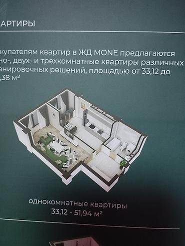 кварьиры: 1 комната, 34 м², Джал-15 12 этаж, Евроремонт — 2