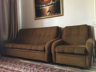 двухместный диван раскладной: Гарнитур для зала, Б/у
