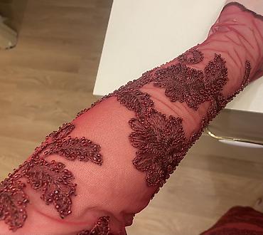 kəhrəba rəngi: Məhsul: Zərif qırmızı/marsala rəngli ziyafət paltarı - Model: Dizdən — 3