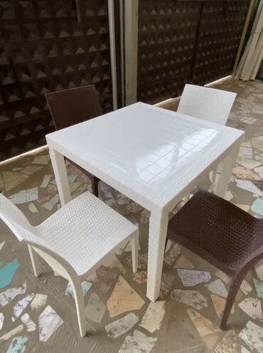 работа по мягкой мебели: Садовая мебель Набор стол + 4 стула - 9536 сом Цвета: белый