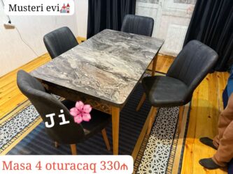 Masa və oturacaq dəstləri: Mətbəx üçün, Yeni, Açılan, Dördbucaq masa, 4 stul — 7