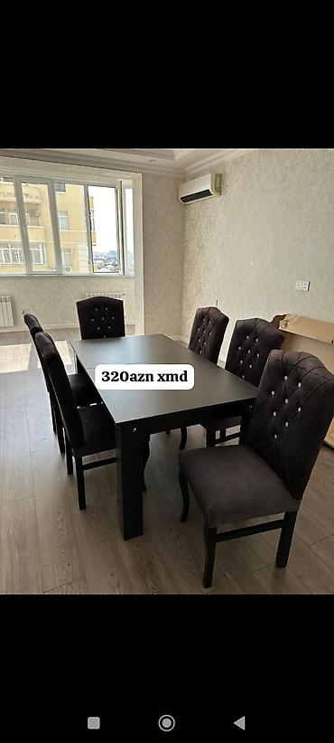 Masa və oturacaq dəstləri: Masa və 6 stul dəsti - Komplekt: 1 yemək masası + 6 ədəd stul - — 3