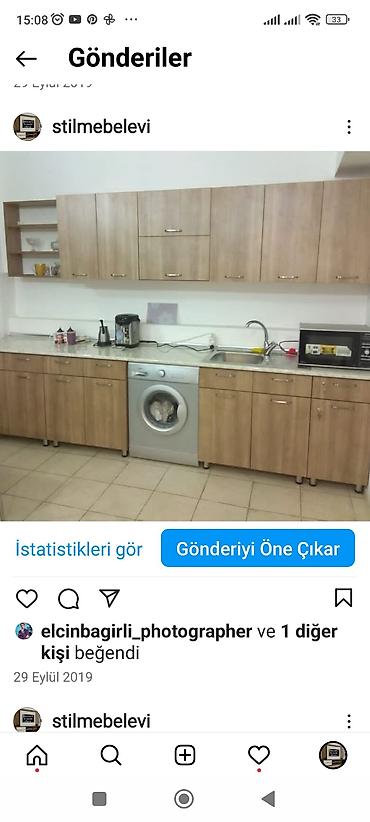 kuxna: Mətbəx mebeli və yemək otağı stulları dəsti - Mətbəx mebeli: L — 8