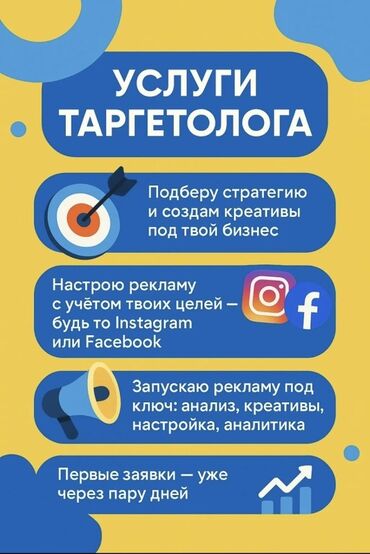 размещение рекламы: Услуги таргетолога включают разработку стратегии и создание креативов