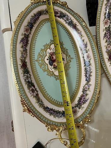 cay qabi: Nəcib dekorlu 2 ədəd oval server qabı dəsti - Material: porselen — 4