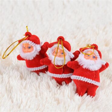 Ёлочные шары и украшения: Игрушка подвеска "Санта Клаус" - 3 шт, размер 5 см х 3 см