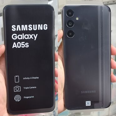 telefonlar s 32: Samsung Galaxy A05s, 128 ГБ, цвет - Черный, Гарантия, Сенсорный, Отпечаток пальца