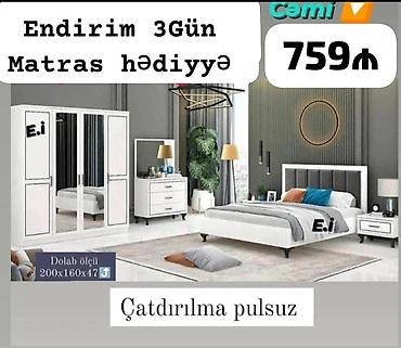 Ev üçün mebel: Yataq otağı mebel dəsti – cəmi 759₼ Dəst tərkibi: - 4 qapılı şkaf (2 — 1