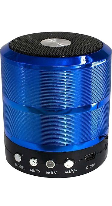 ucuz planset: Mini portativ Bluetooth dinamik – mavi, silindrik metal gövdə və bilək — 2