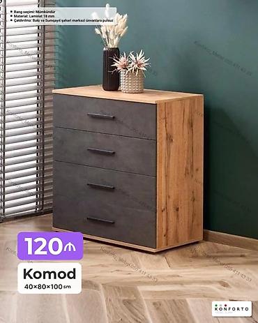 Ev və bağ: Komod – müasir dizaynlı, 4 çekmecəli. Ölçü: 40×80×100 sm. Material: 18 — 1