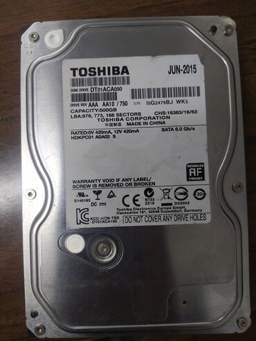 жёсткий диск 2: Накопитель, Б/у, Toshiba, HDD, 512 ГБ, Для ПК