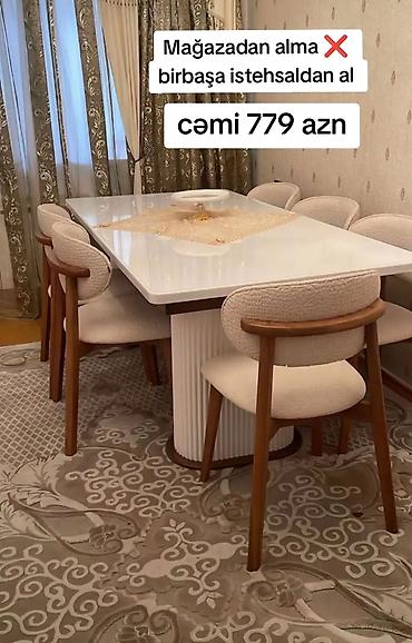 mdf panel: Qonaq otağı üçün, Yeni, Açılmayan, Dördbucaq masa, 6 stul — 1
