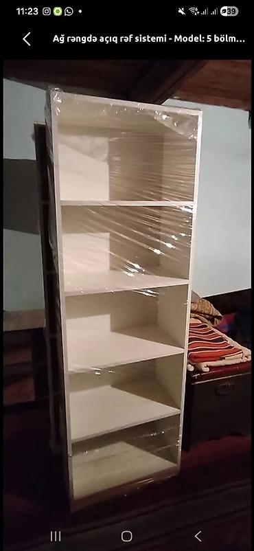 Rəflər: Ağ rəngdə açıq raf sistemi – 5 bölməli model - Rəng: ağ - Tip: açıq — 1