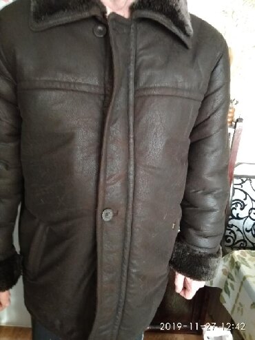 дублёнка мужской: Куртка XL (EU 42), цвет - Коричневый