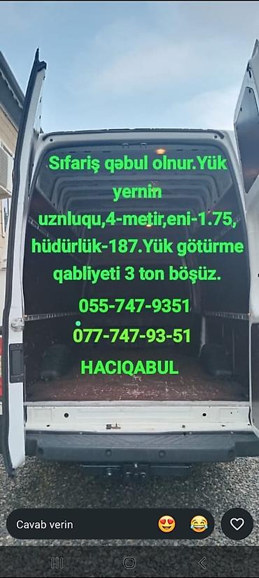 dam ortuyu materiallari: Yükdaşıma xidməti – Hacıqabul - Ağ uzun-bortlu yük mikroavtobusu (yük — 1