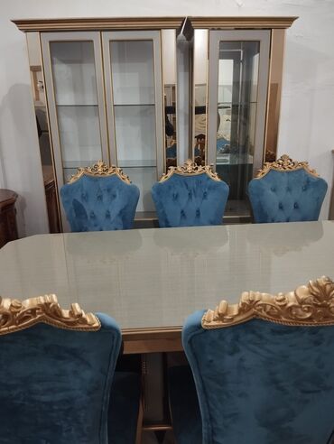 Masa və oturacaq dəstləri: Qonaq otağı üçün, Açılmayan, Dördbucaq masa, 6 stul — 2