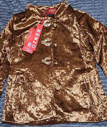 мех: KENZO Paris qadın jaketi – məxməri parça, qəhvəyi-bronz rəng - Model — 3