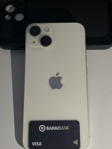 Apple iPhone: IPhone 14, Б/у, 128 ГБ, White Titanium, Зарядное устройство, Защитное стекло, Чехол, 88 %