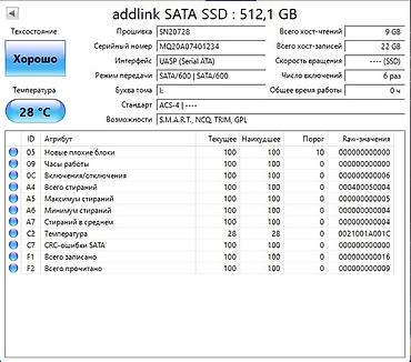 ПК жана ноутбуктар үчүн комплектөөчүлөр: SSD addlink S20 512 ГБ - Форм‑фактор: 2.5" - Интерфейс: SATA III (6 — 3