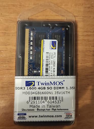 Operativ yaddaş (RAM) 4 GB, 1600 Mhz, DDR3, Noutbuk üçün, Yeni